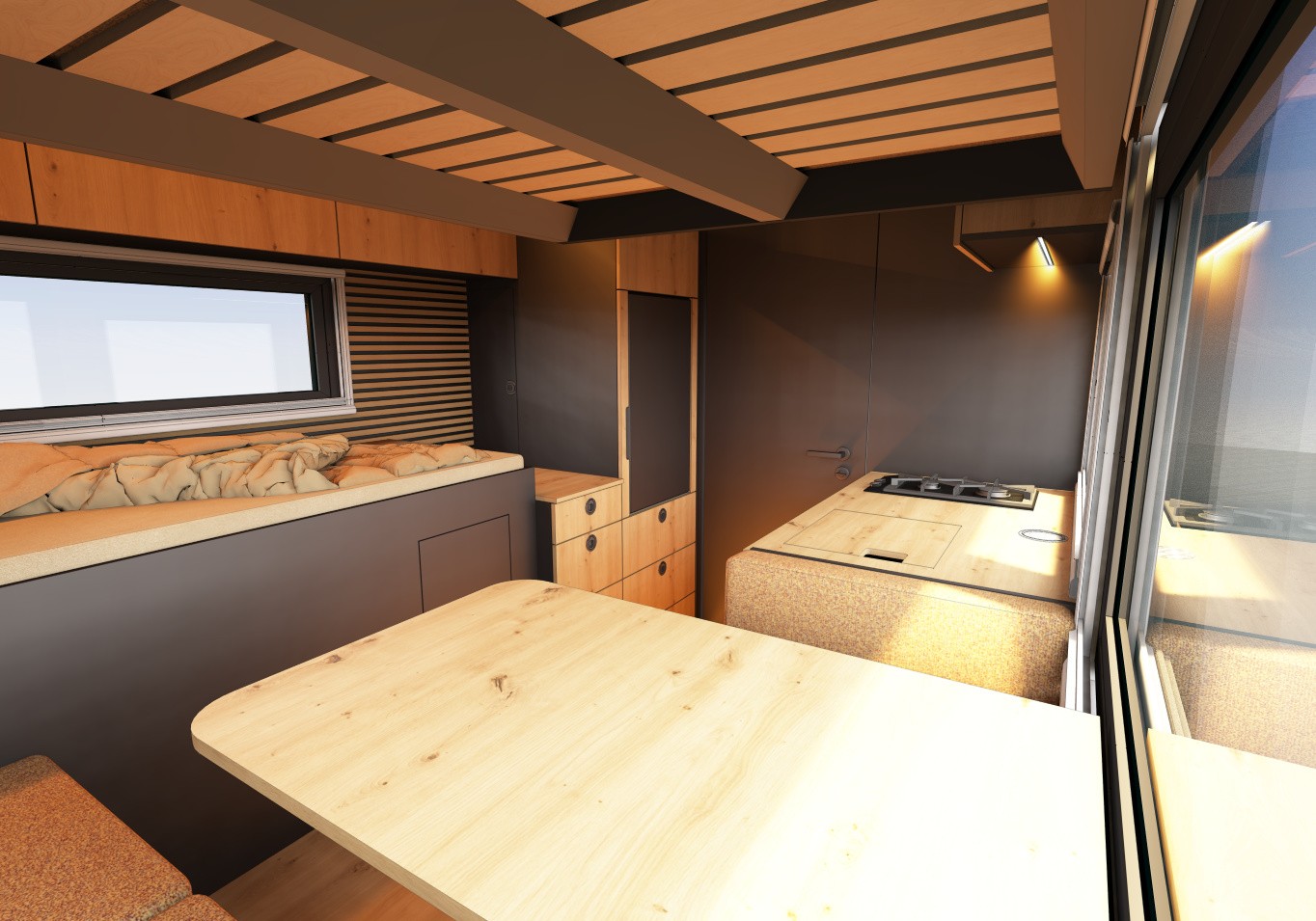 3D planning visualization of the lift bed and cooking area